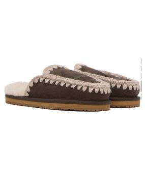 Mou Cream and Brown Suede Slippers